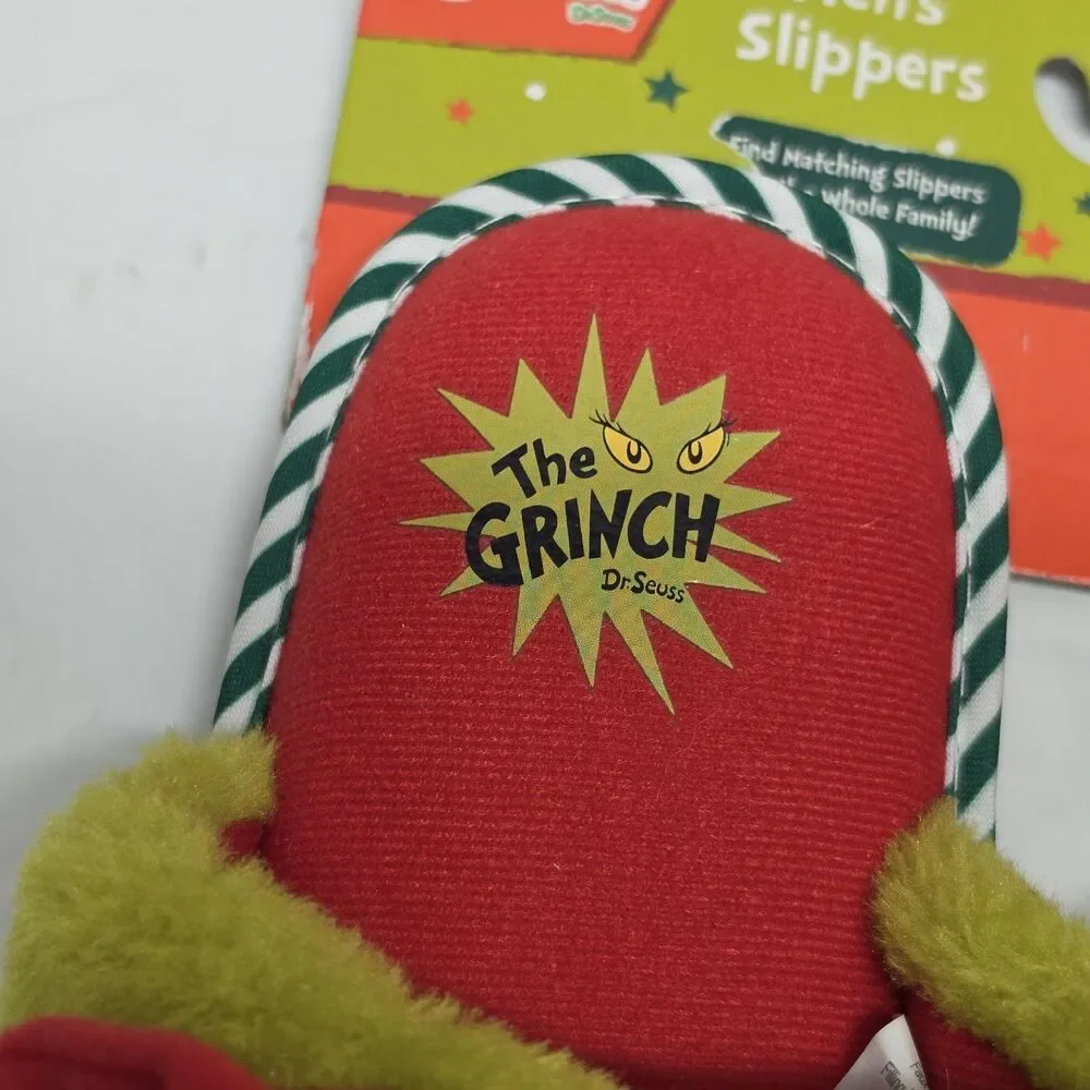 Dr. Seuss The Grinch Christmas Santa Holiday Men Slipper US SZ S 7/8  NEW NWT